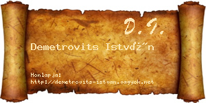 Demetrovits István névjegykártya