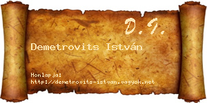Demetrovits István névjegykártya